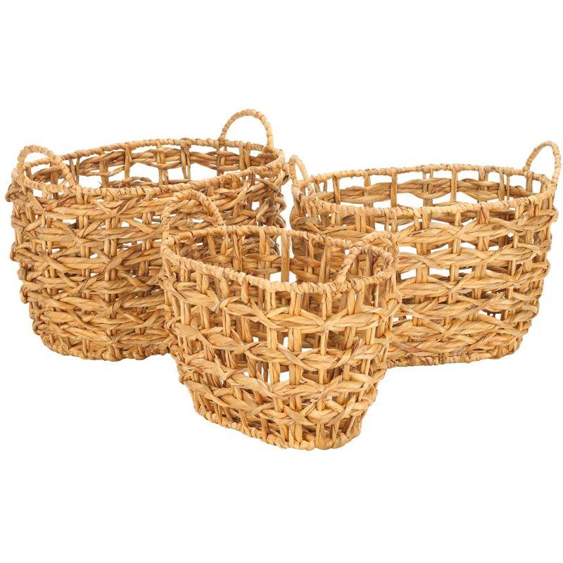 Natural Oval Rattan Waterhyacinth Storage Baskets Set of 3