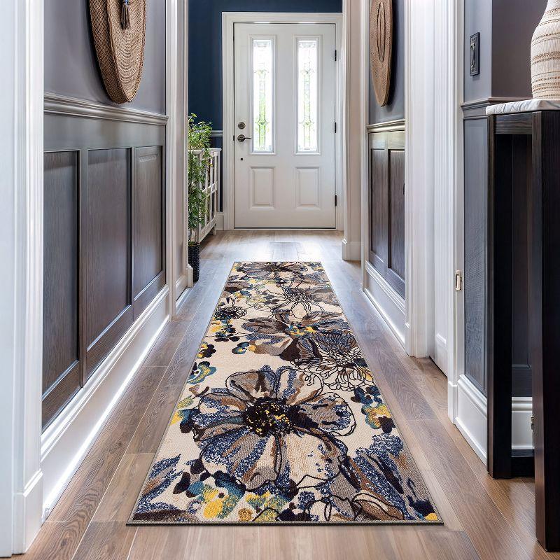 World Rug Gallery Modern Bright Flowers Non-Slip Area Rug