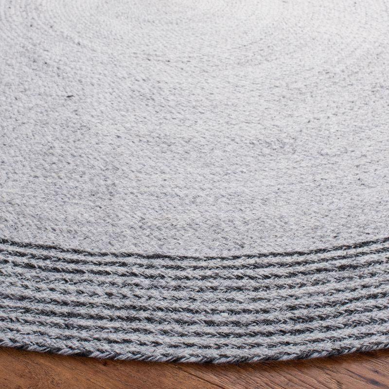 Handmade Round Gray Synthetic Area Rug, 7' Diameter