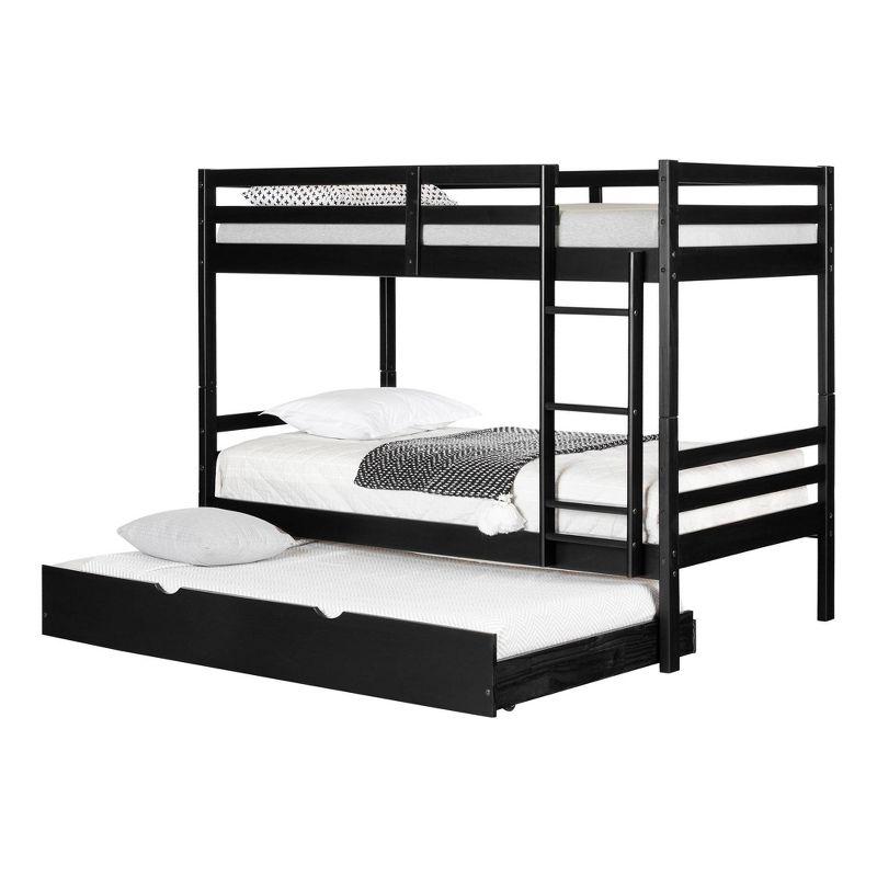 Fakto Kids' Bunk Beds with Trundle Matte Black - South Shore: Twin Over Twin, Toddler Bunk Bed, Wood Frame, Unupholstered