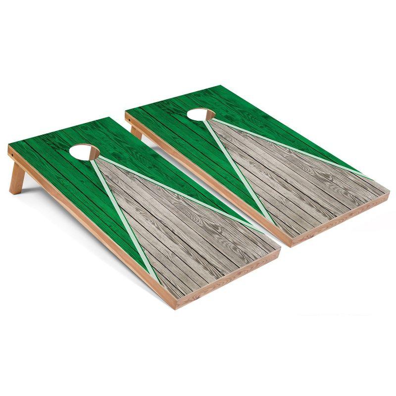 Kelly Green and Gray Wooden Cornhole Board Set with Bean Bags