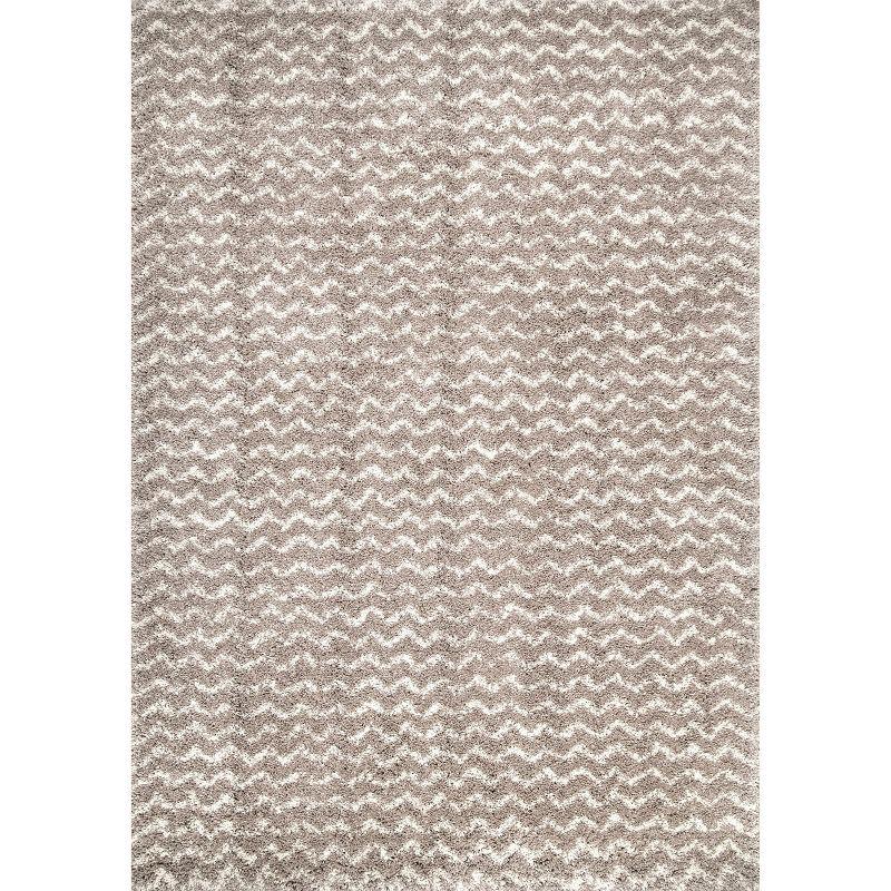 Cream Chevron Shag 5' x 8' Reversible Area Rug