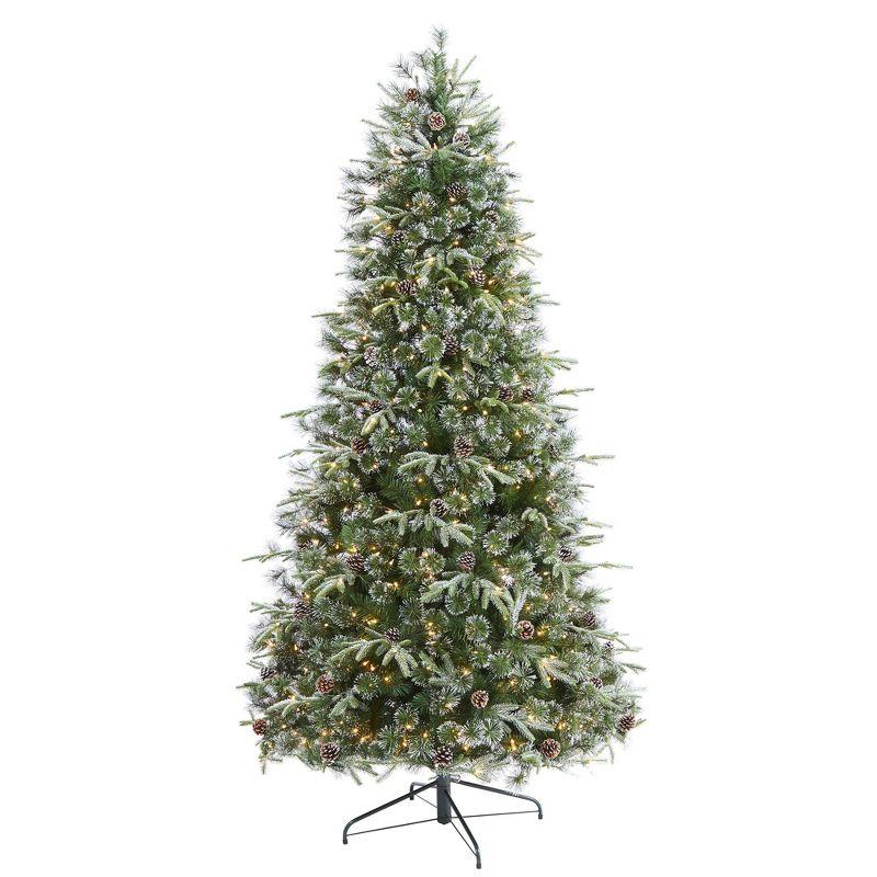 7.5-Foot Snow-Tipped Pine Artificial Christmas Tree with LED Lights