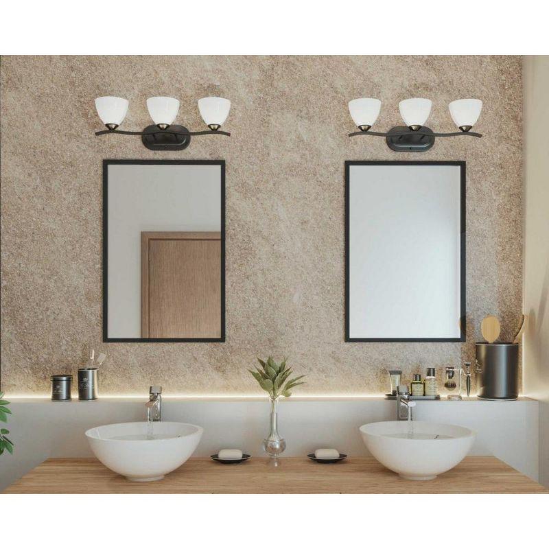 Progress Lighting Laird 3-Light Bath Vanity, Antique Bronze, Glass Shade