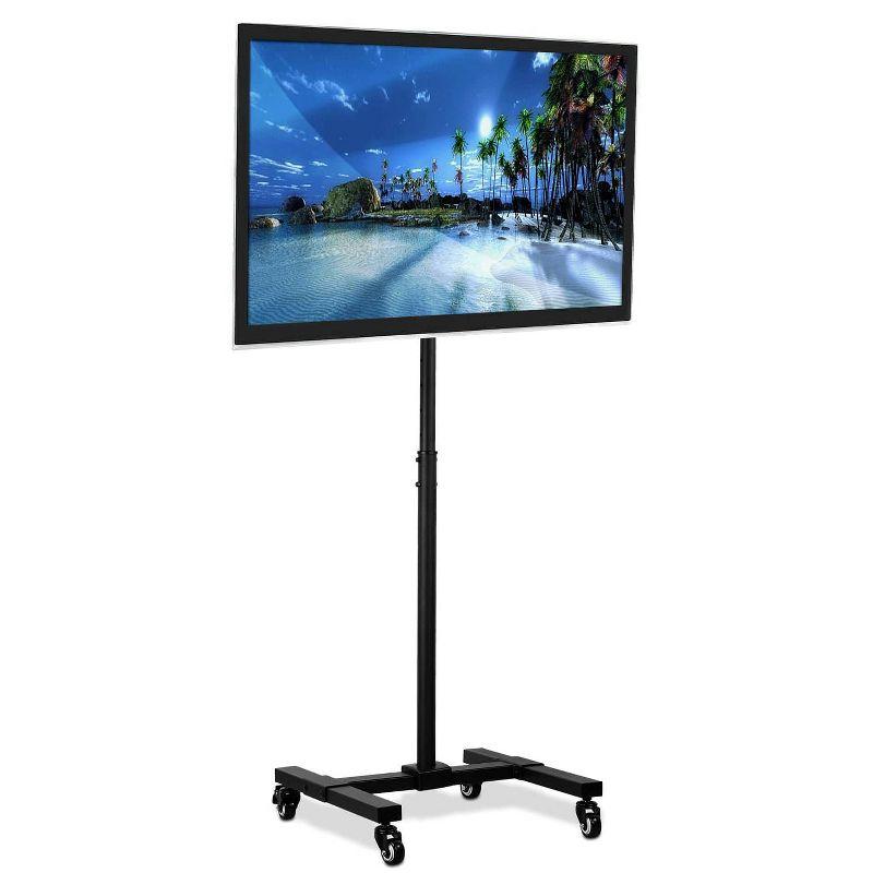 Black Adjustable Mobile TV Stand with Locking Wheels for 13"-42" Screens