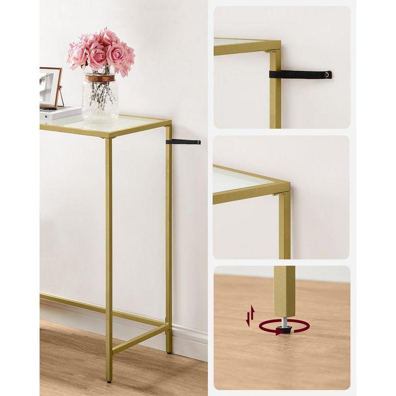 VASAGLE Console Sofa Table, Modern Entryway Table, Tempered Glass Table, Metal Frame