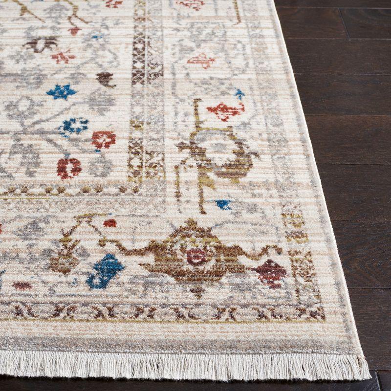 Ivory and Sage Rectangular Synthetic 4' x 6' Area Rug