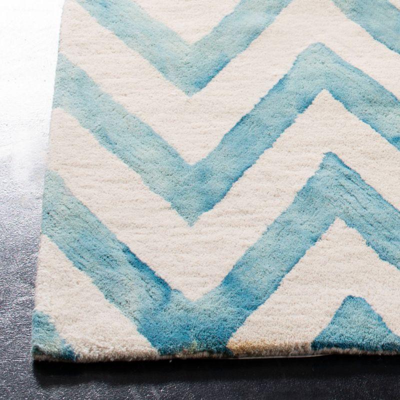 Elegant Ivory & Turquoise Hand-Tufted Wool Runner Rug - 2'3" x 10'