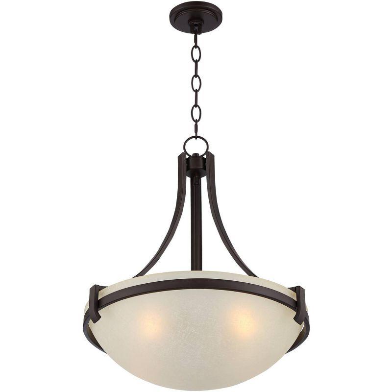 Regency Hill Mallot Oil Rubbed Bronze Pendant Chandelier 20" Wide Industrial Champagne Glass Bowl Shade 4-Light Fixture for Dining Room Kitchen Island