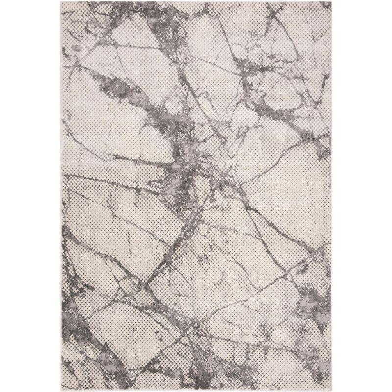 Abstract Silhouette Hand-Knotted Gray Synthetic Area Rug - 5'3" x 7'6"