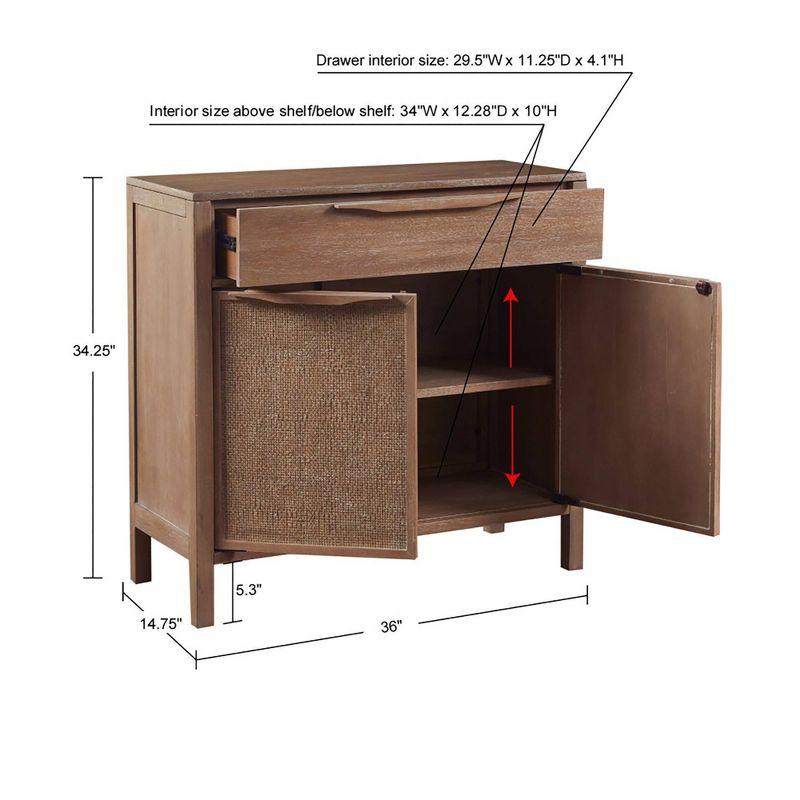 Addison Accent Chest Natural - Madison Park: Solid Wood, Cane Webbing, Storage Shelf, Locking Doors