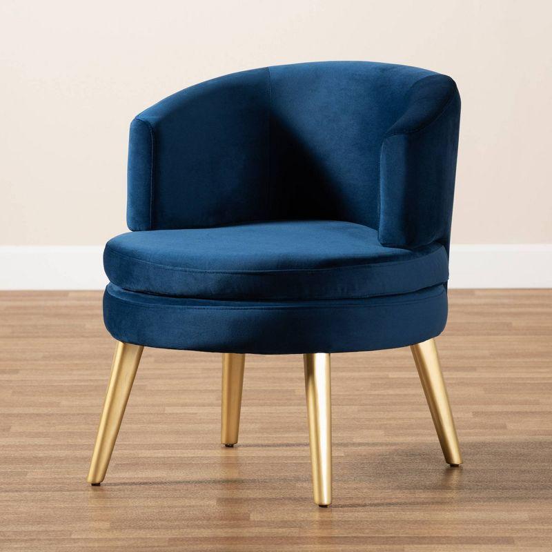 Baptiste Glam and Luxe Velvet Fabric Upholstered Wood Accent Chair - Baxton Studio