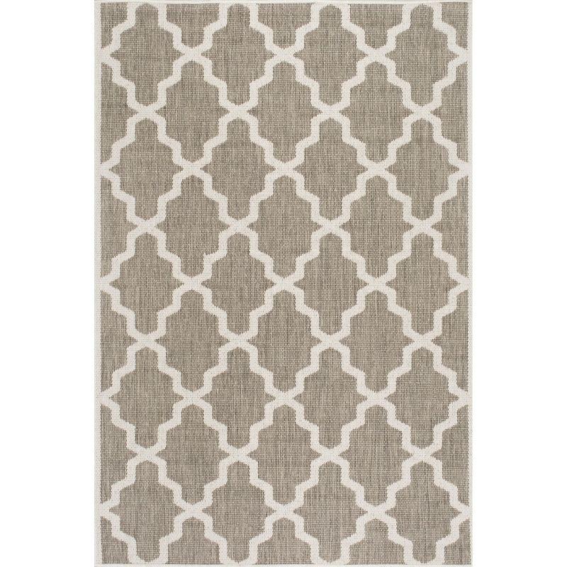 Nuloom Gina Trellis 4x6 Indoor/Outdoor Area Rug for Living Room Patio Deck Front Porch Kitchen, Taupe/Ivory