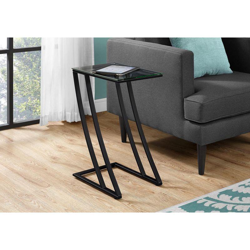 Monarch Specialties ACCENT TABLE - BLACK METAL WITH TEMPERED GLASS