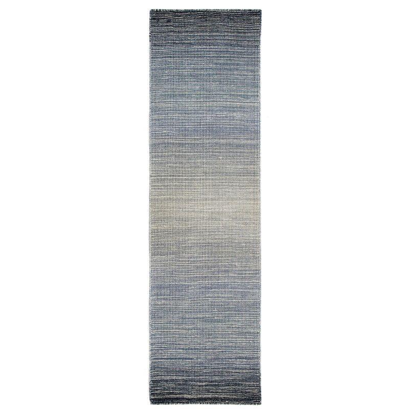 Denim Gradient Stripe Handmade Wool Runner Rug 2' x 7'6"