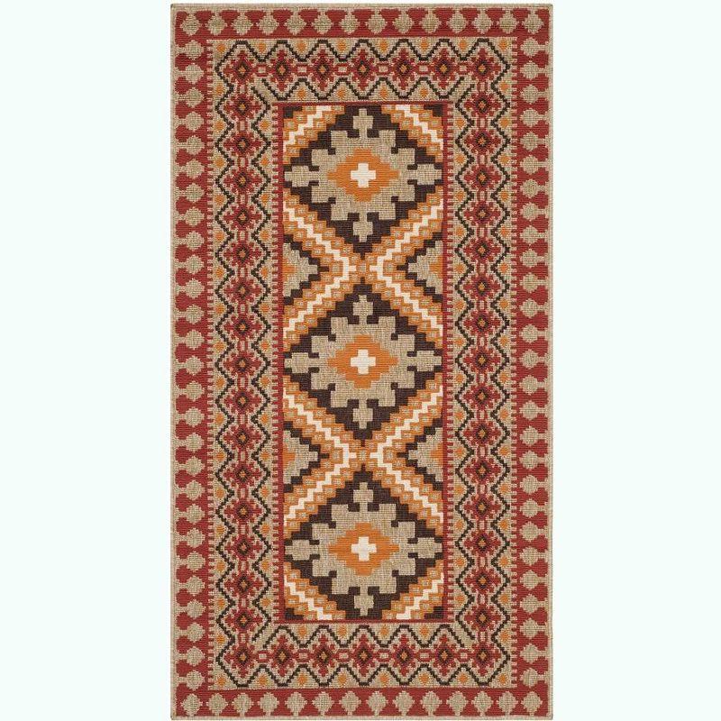 Veranda VER099 Power Loomed Indoor and Outdoor Accent Rug - Red/Natural - 2'7"x5' - Safavieh.