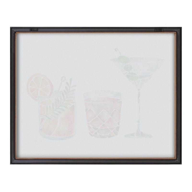 Classic Cocktails Framed Glass Wall Art with Gold Frame