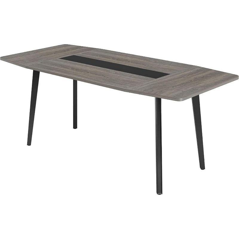 Gray Engineered Wood Boat Shaped Conference Table