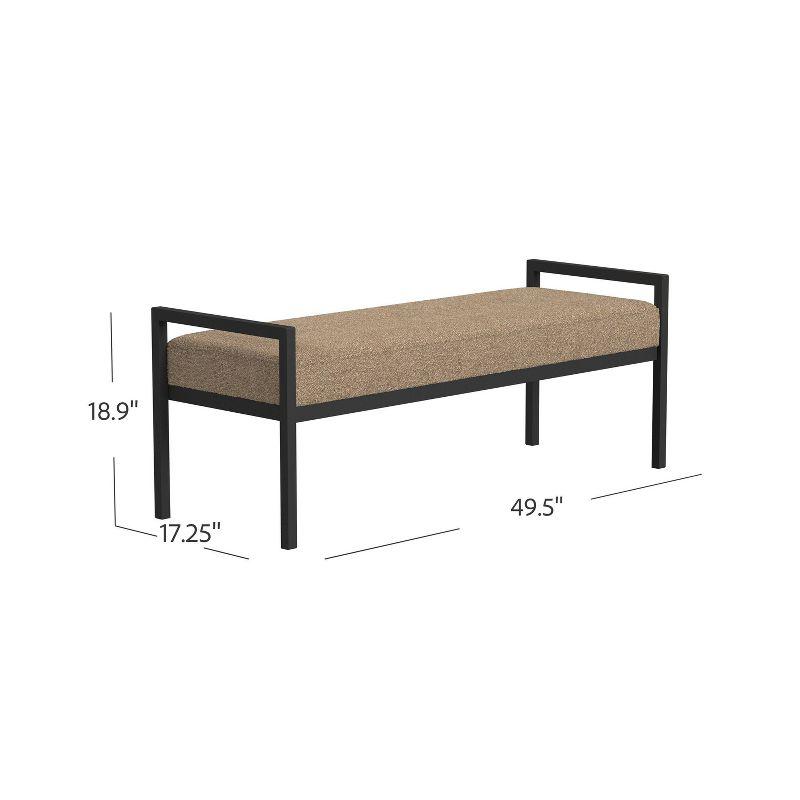 Modern Metal Faux Shearling Bench Brown - HomePop