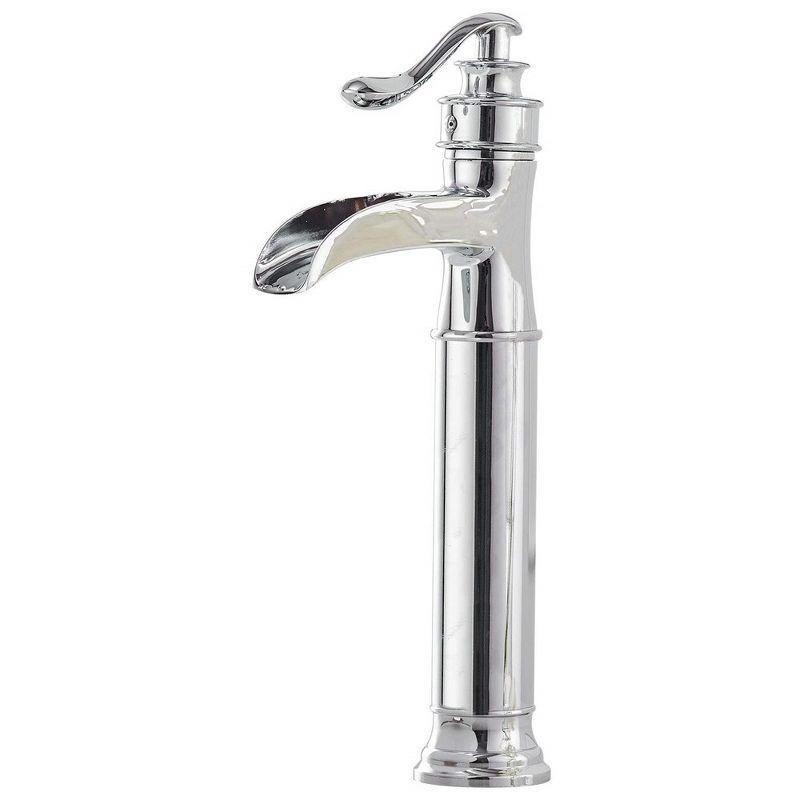 Polished Chrome Tall Waterfall Vessel Sink Faucet with Lever Handle