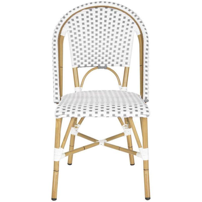 Transitional Brown and White PE Wicker Bistro Side Chair, Set of 2