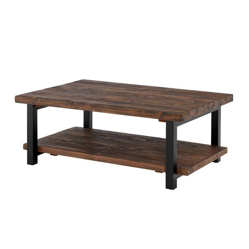 48" Pomona Coffee Table with Shelf- Alaterre Furniture: Reclaimed Wood, Rustic, Metal Legs