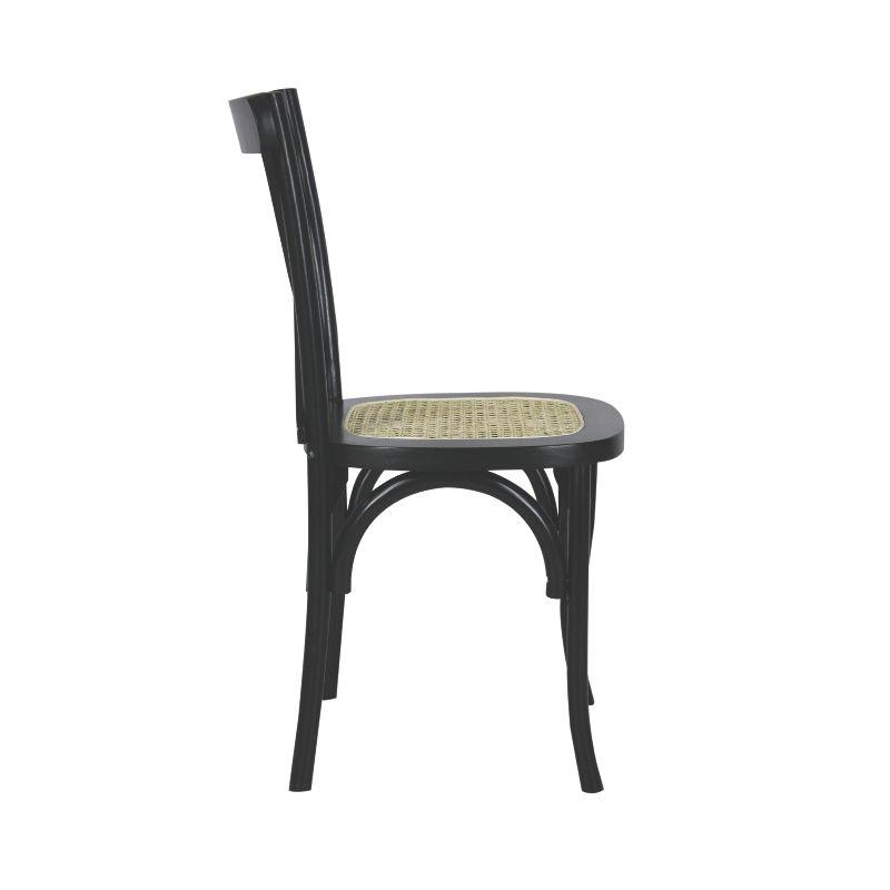 Cassis Classic Traditional X-Back Wood Rattan Dining Chair, Black/Natural (Set of 2) - JONATHAN Y