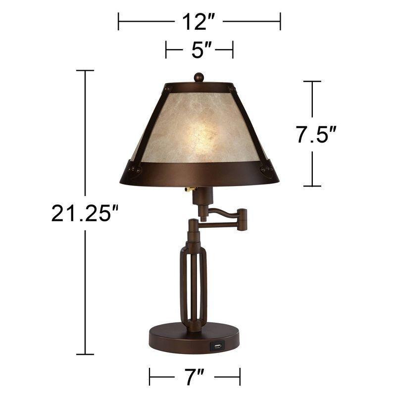 Bronze Adjustable Swing Arm Desk Lamp with USB Port