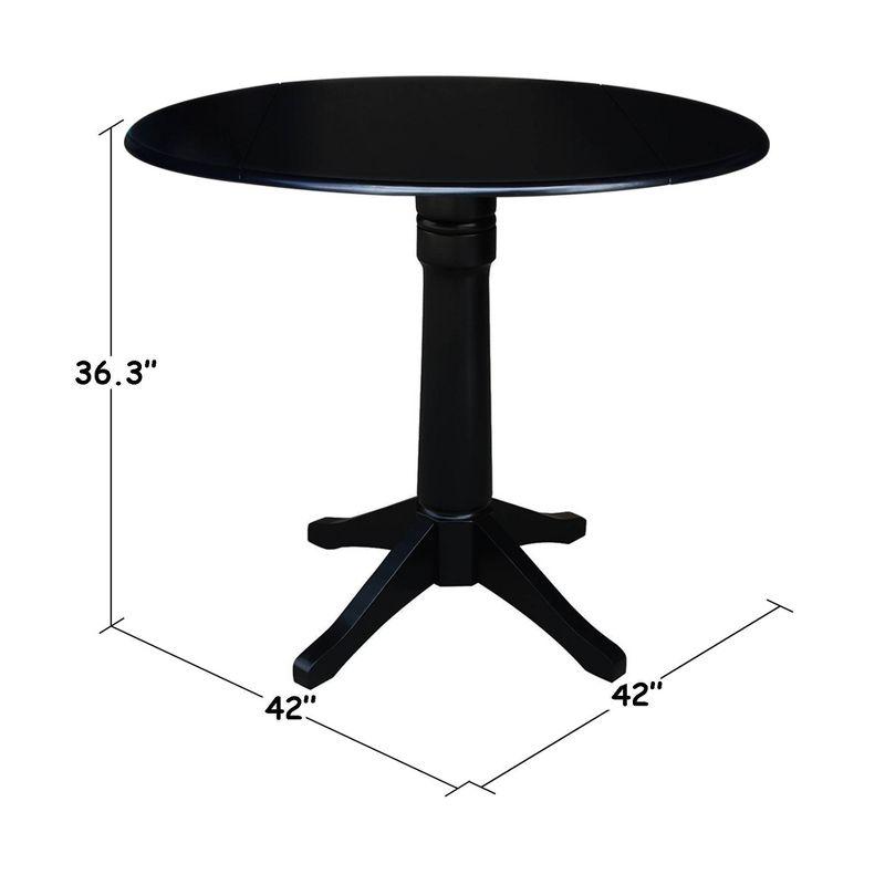 Sandon Round Dual Drop Leaf Pedestal Table Black - International Concepts