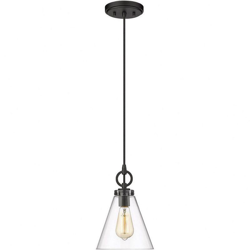 Harper Matte Black and Glass Conical Pendant Light