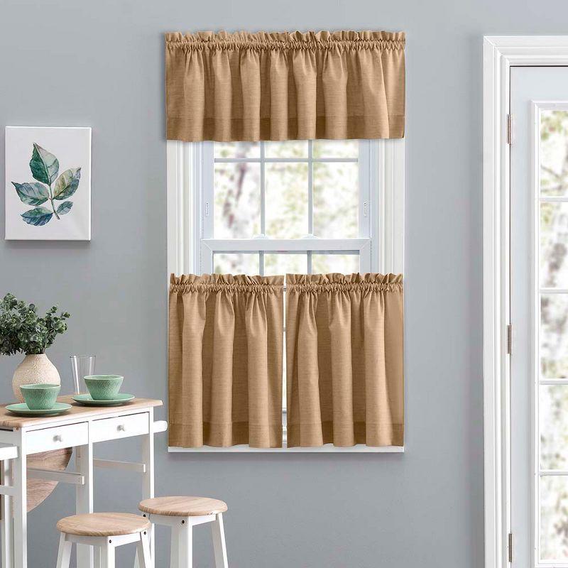 Tan Poly Cotton Duck Fabric Rod Pocket Window Tiers