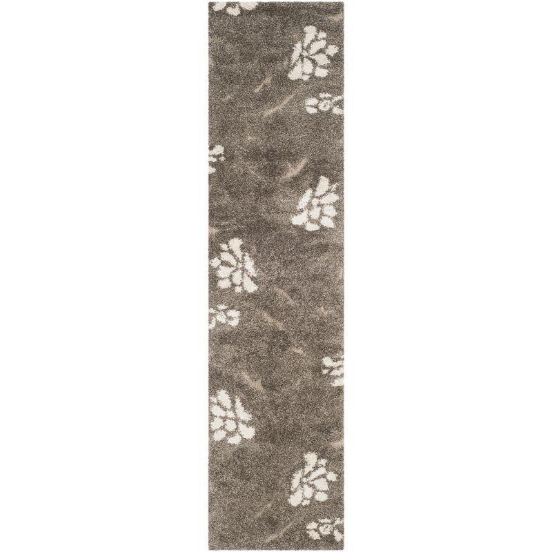 Florida Shag SG464 Power Loomed Runner Rug - Smoke/Beige - 2'3"x10' - Safavieh.