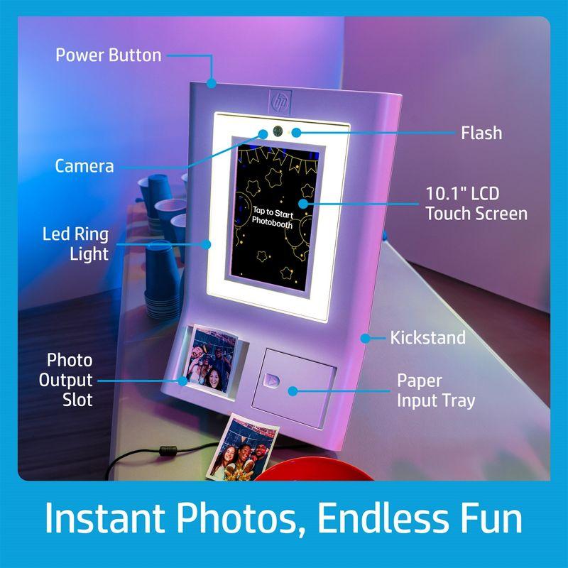 HP Sprocket Photobooth 3" x 4" Color Photo Printer with Touch Screen, LED Ring Light, Wi-Fi & More! - White
