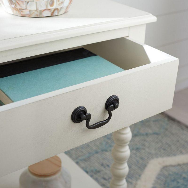 Distressed White Modern Farmhouse Accent Table with Storage