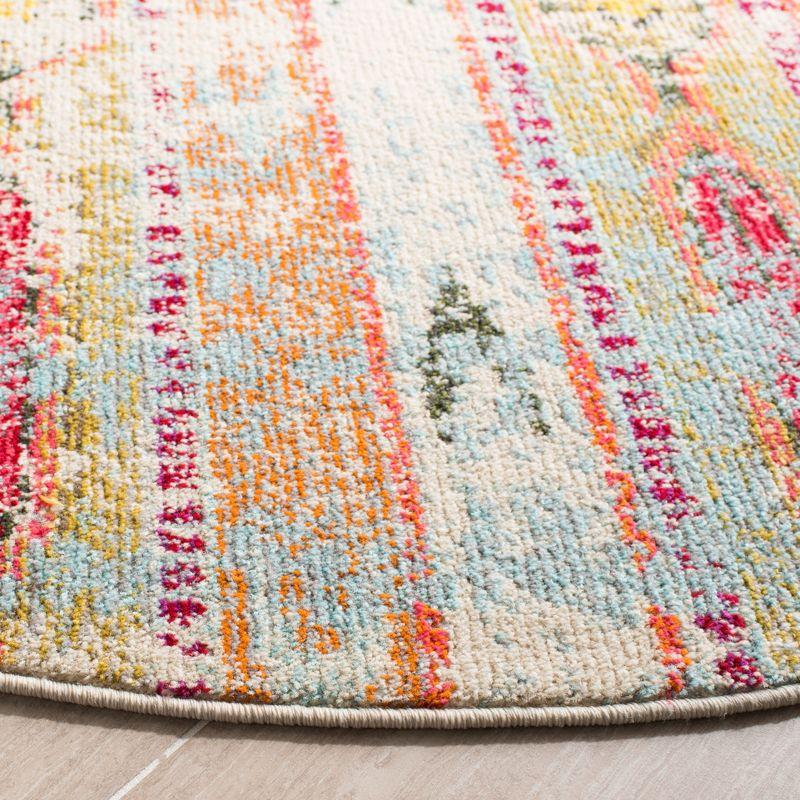 Madison MAD422 Power Loomed Indoor Accent Rug - Blue/Orange - 3' Round - Safavieh