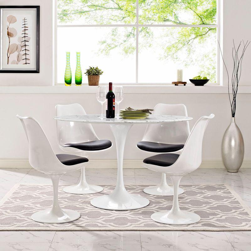 Modway 48" Lippa Oval Artificial Marble Dining Table White: Faux Surface, Pedestal Base, Seats 4