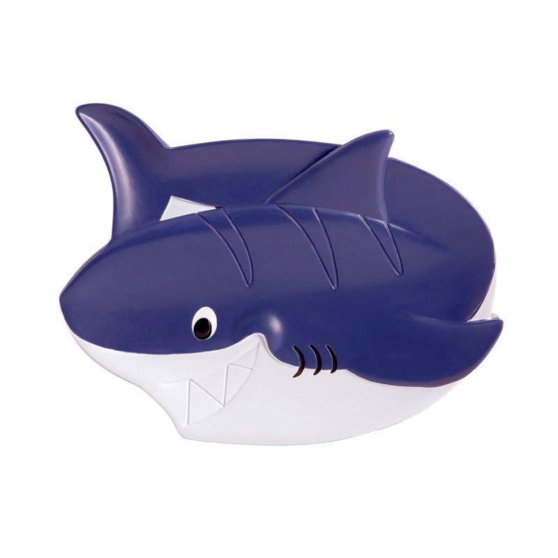 Allure Home Colorful Sharks Kids' 3pc Bath Set: Resin Bathroom Accessories, Soap Dispenser, Dish & Brush Holder