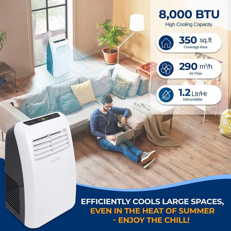 SereneLife 8,000 BTU White and Black Portable Air Conditioner with Remote