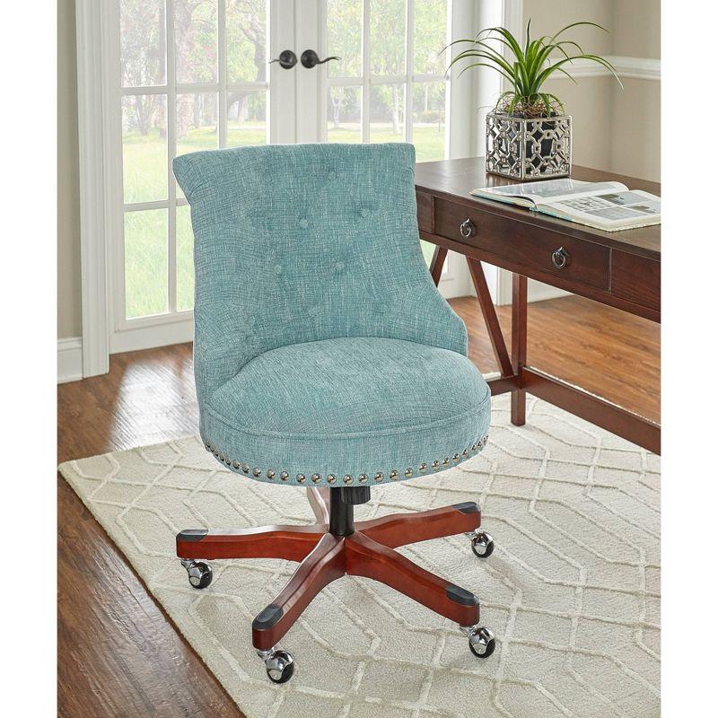 Aqua Charm Ergonomic Armless Swivel Chair with Wood Base