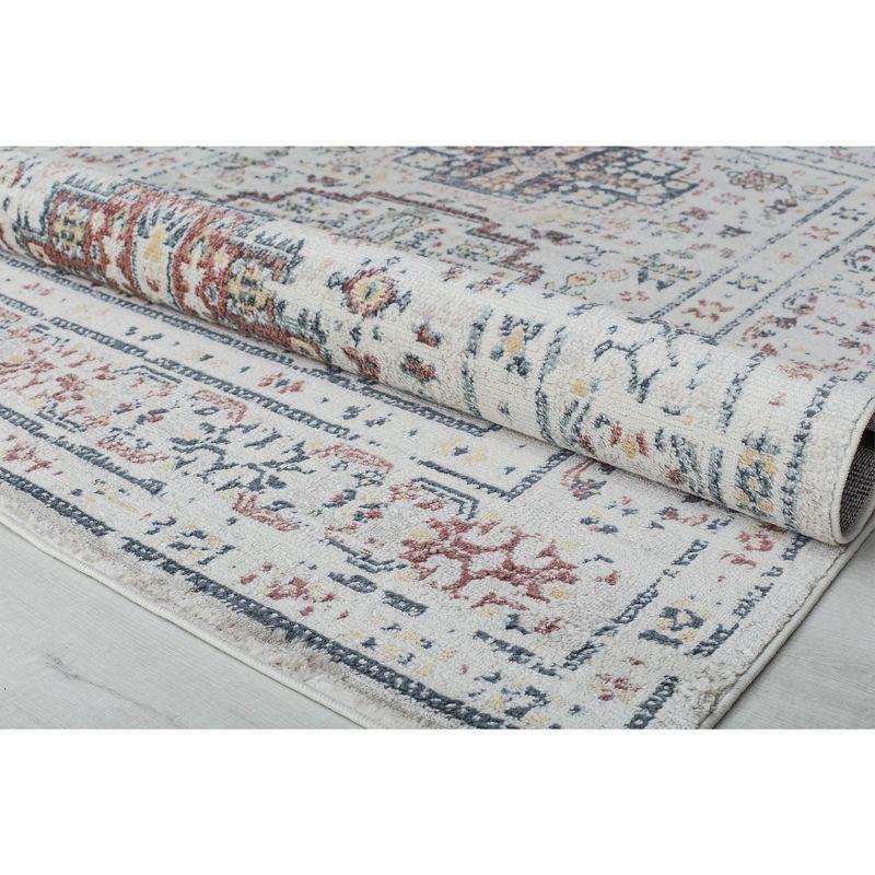 Rugs America Gallagher GL55D Flaxen Sundara Vintage Transitional Red Area Rug for Dining Room Rug Neutral Rug Living Room Rug Kitchen, 5'3"x7'