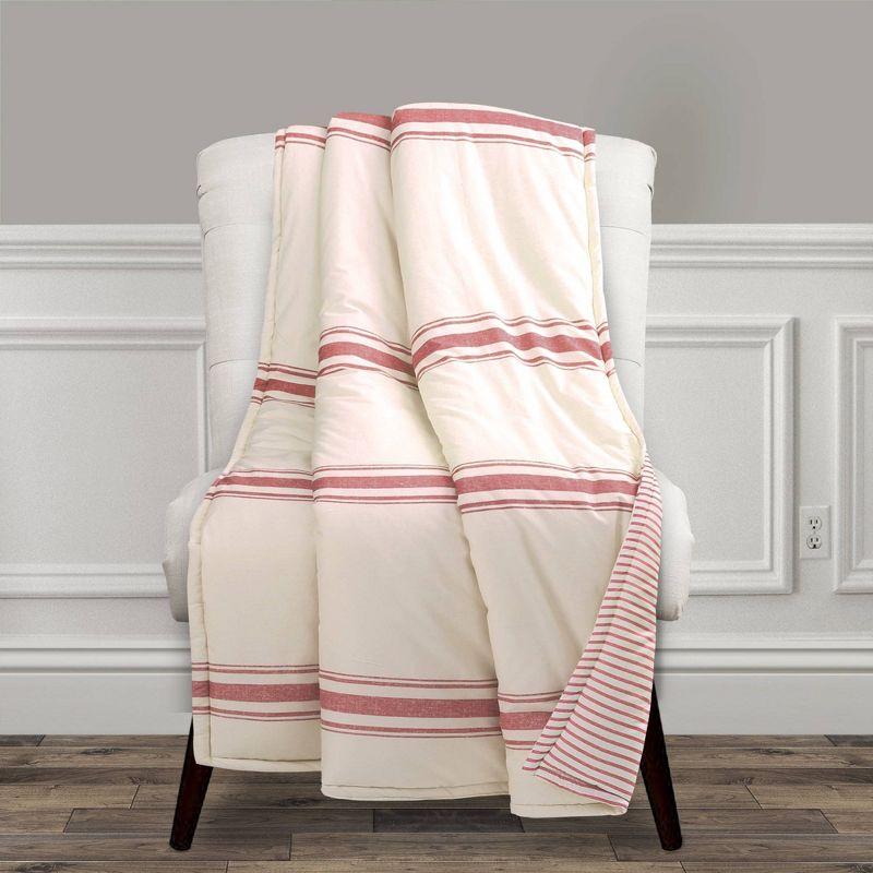 Red and White Cotton Reversible Toddler Throw Blanket