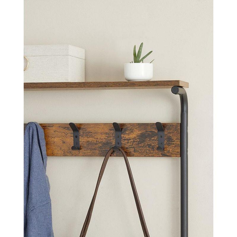 VASAGLE Coat Rack Hall Tree with 5-Tier Shoe Rack Rustic Brown and Black