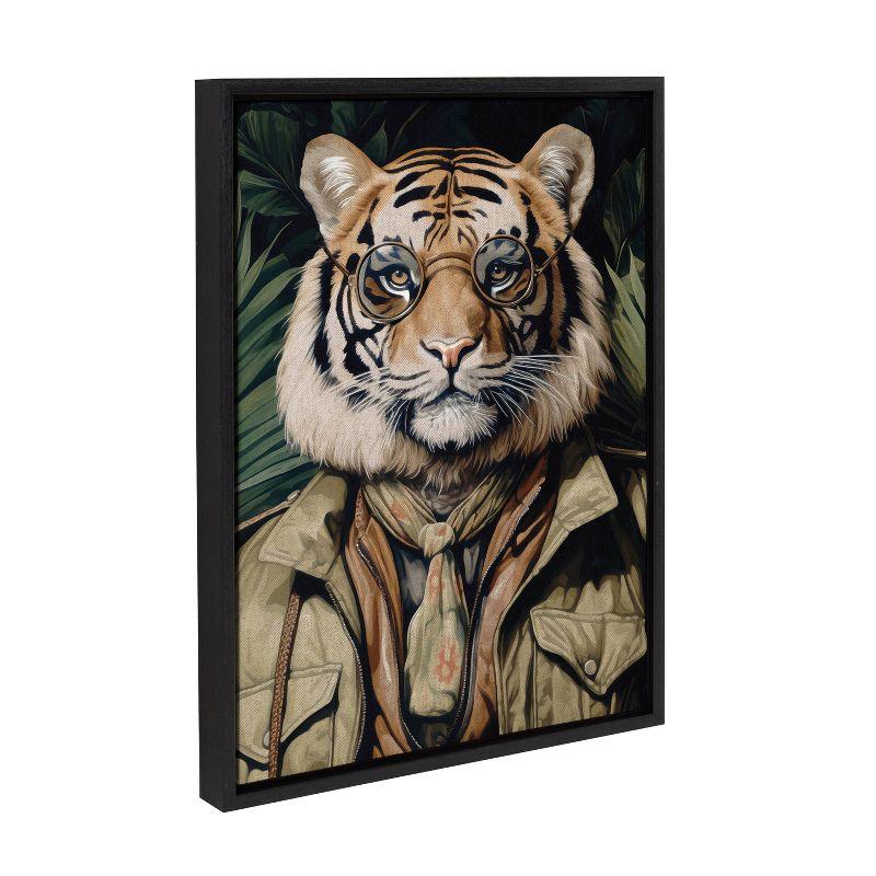 Dark Academia Jungle Safari Tiger Framed Canvas Art, 18x24 Black