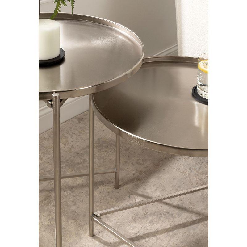 Kate and Laurel Ulani Round Metal Nesting Table, 2 Piece, Silver