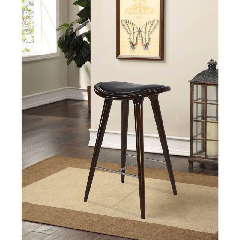 Lucio Oval Backless Wood Barstool Black/Cappuccino - Boraam: Rubberwood Frame, Faux Leather, Metal Footrest