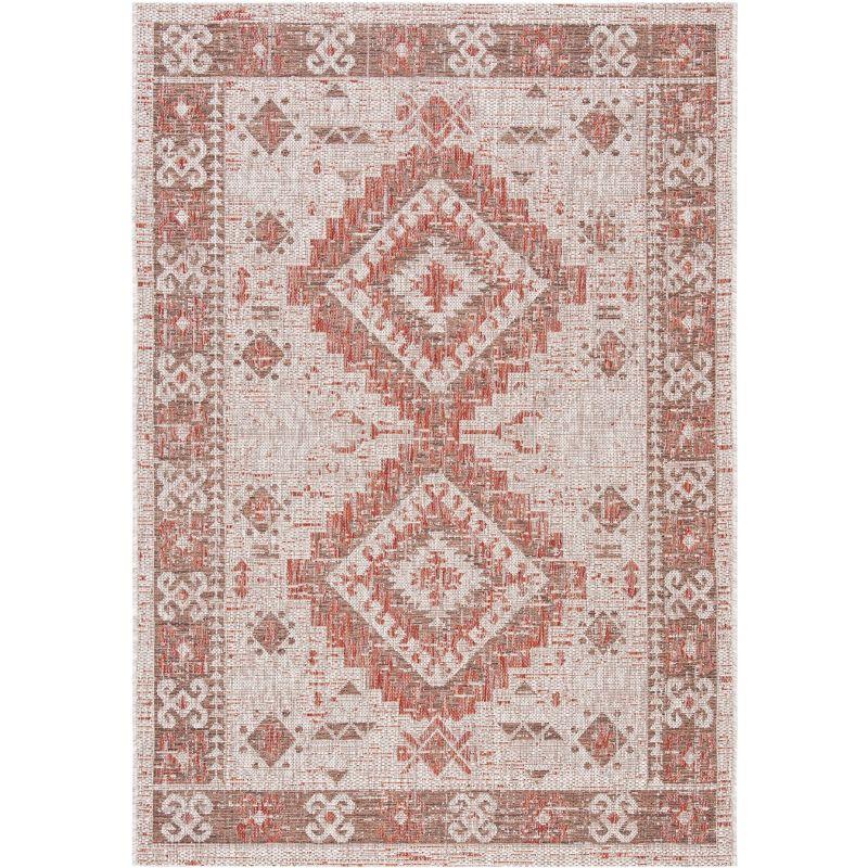 Courtyard CY8546 Power Loomed Indoor and Outdoor Area Rug - Beige/Red - 4'x5'7" - Safavieh
