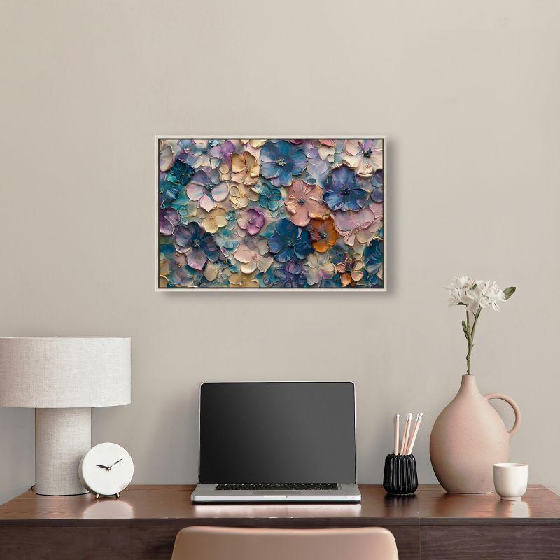 Art Remedy Jewel Flowers Colorful buterfly and flowers wall art, 24" x 16", Silver Frame