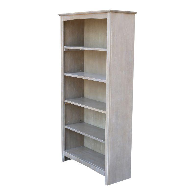 60" Shaker Bookcase Washed Gray/Taupe - International Concepts: Solid Wood, 4-Shelf Storage