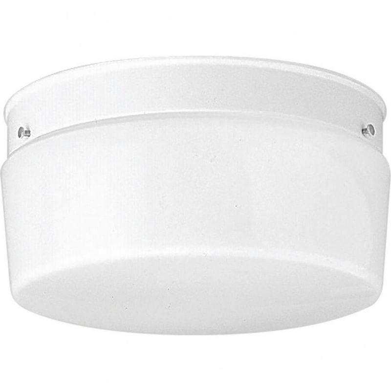 White Glass Drum Flush Mount Ceiling Light Fixture