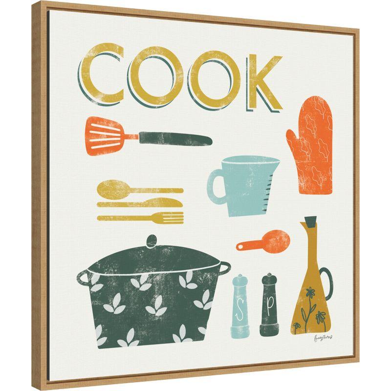 Amanti Art Retro Kitchen III Cook by Becky Thorns Canvas Wall Art Print Framed 22 x 22-in.